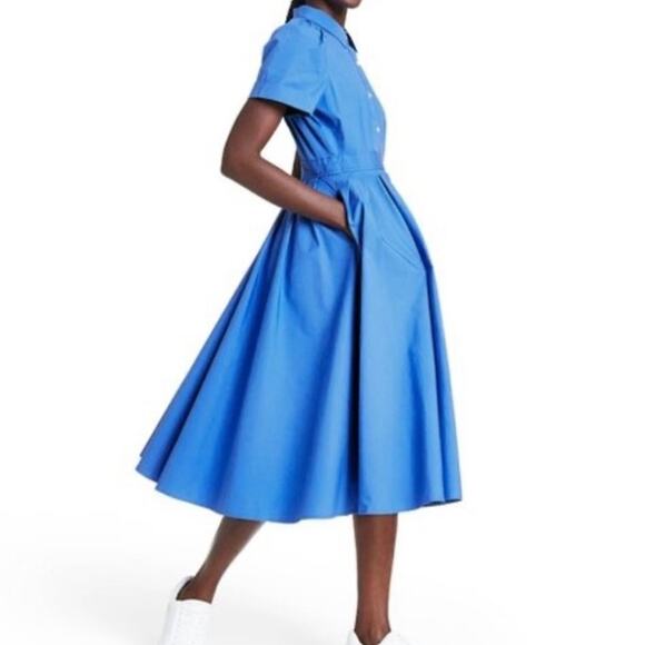 Blue Button-Up Midi Dress - Picture 15 of 15